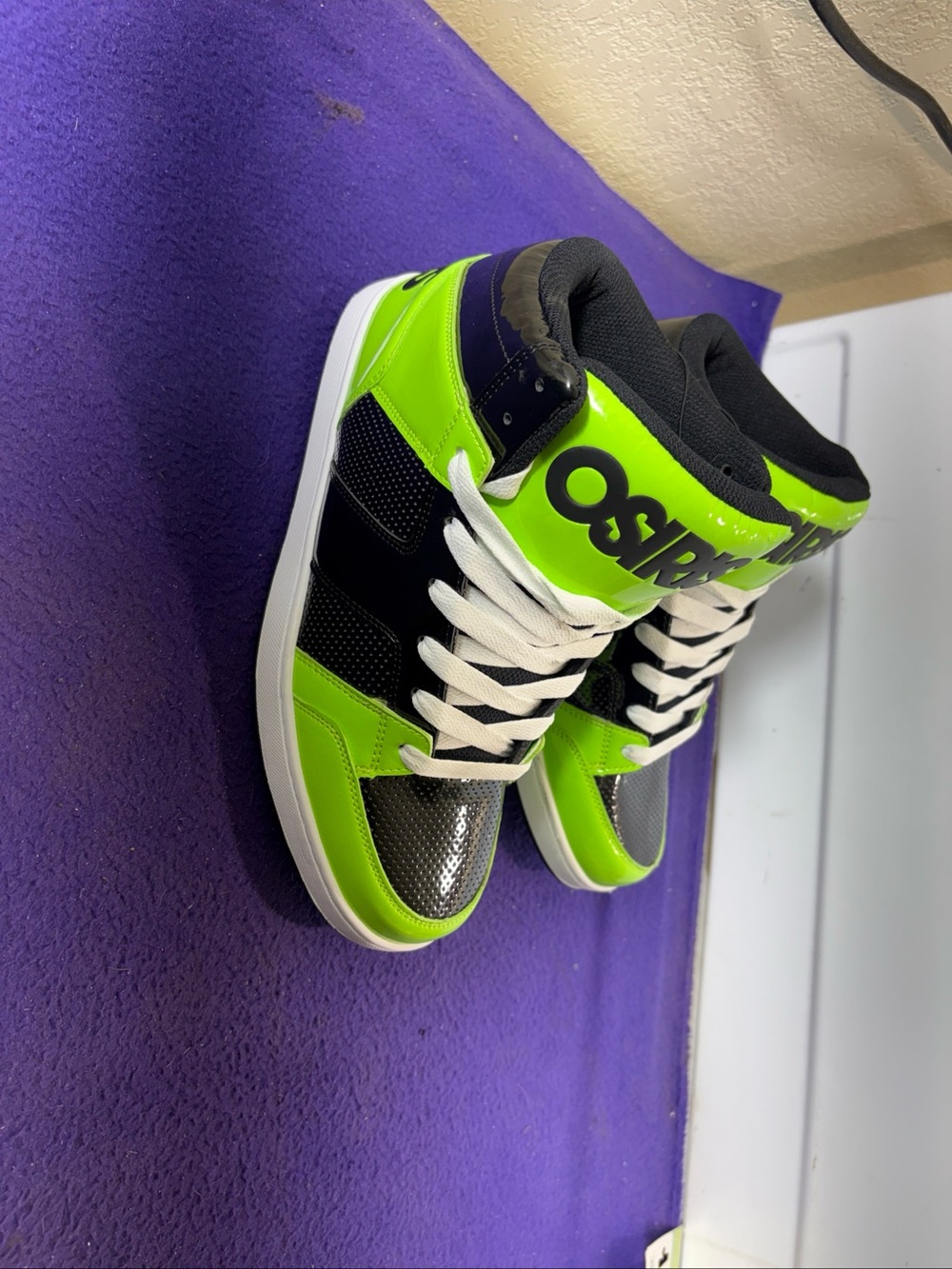 Osiris Kids High-Top Sneakers in Neon Green and Black